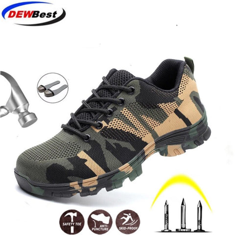 Safety Shoes Men Women Work Boots Camouflage Steel Toe Outdoor Air Mesh Safety Shoes