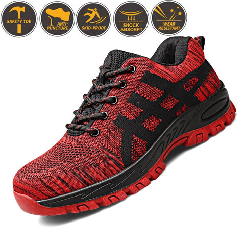 Steel Toe Safety Shoes Mens Work Shoes Unisex Breathable Air Mesh Work Shoes Size 37-46 Rubber